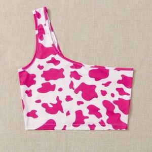 Pink Cow Print Crop Top